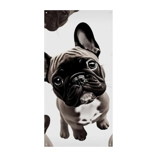 Französische Bulldogge Türabdeckung Frühling Sommer hängende Flagge Veranda Schild Outdoor saisonal Urlaub Hof Dekor für Haustür und Veranda von BCSRVCE