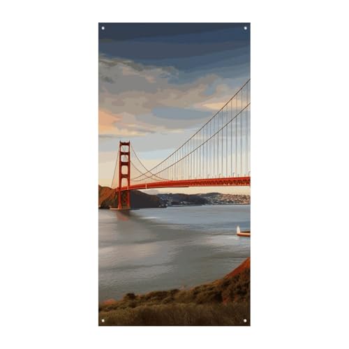 Golden Gate Bridge Türabdeckung Frühling Sommer hängende Flagge Veranda Schild Outdoor saisonale Urlaub Hof Dekor für Haustür und Veranda von BCSRVCE