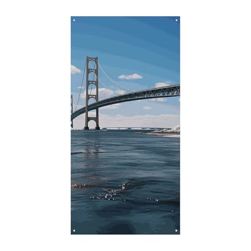 Mackinac Hängebrücke Türabdeckung Frühling Sommer hängende Flagge Veranda Schild Outdoor saisonal Urlaub Hof Dekor für Haustür und Veranda Mackinac Hängebrücke Türabdeckung Frühling Sommer hängende Flagge Veranda Schild Outdoor saisonal Urlaub Hof Dekor für Haustür und Veranda von BCSRVCE