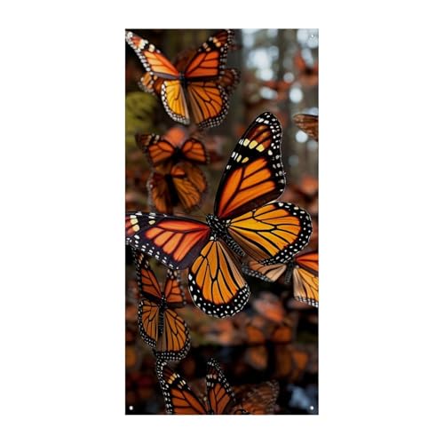 Monarch Schmetterlinge Türabdeckung Frühling Sommer hängende Flagge Veranda Schild Outdoor saisonal Urlaub Hof Dekor für Haustür und Veranda von BCSRVCE