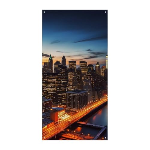 New York City Landschaft Türabdeckung Frühling Sommer hängende Flagge Veranda Schild Outdoor saisonal Urlaub Hof Dekor für Haustür und Veranda von BCSRVCE