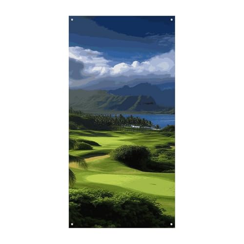 Scenic Hawaii Golf Tropische Türabdeckung Frühling Sommer hängende Flagge Veranda Schild Outdoor saisonale Urlaub Hof Dekoration für Haustür und Veranda von BCSRVCE