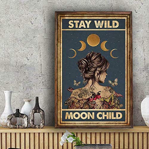 BCTS Tattoo Girl Stay Wild Moon Child Tattooist Poster Geschenk für Mädchen 1136I Wandkunst Dekor Metallschild Poster 20,3 x 30,5 cm von BCTS