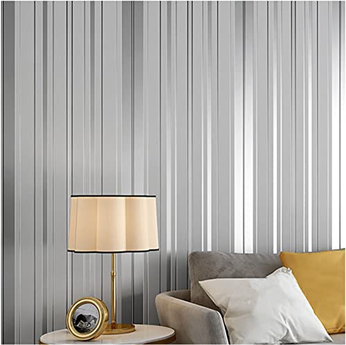 BCWGERFSDJ Silber-Grau Vliestapete Moderne Minimalistische Mittelmeer- Tapete 3D Streifen Tapete für Wohnzimmer Schlafzimmer TV Hintergrundwand - 0,53 m x 9.5 m von BCWGERFSDJ
