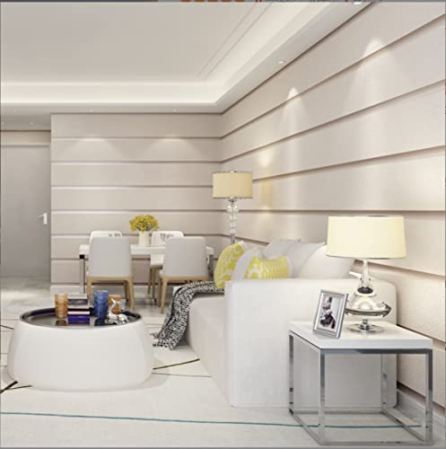 Cremeweiß Vliestapete 9,5 m x 0,53 m Breiter Streifen Tapete Modernes Design Beflockung Tapete für Flur Wohnzimmer Schlafzimmer Büro von BCWGERFSDJ