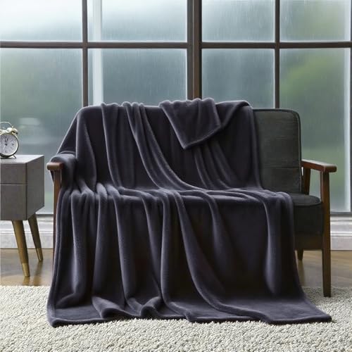 Wohndecke 100 x 220 cm Warm Und Leicht Wohn-Kuscheldecken für Wohnzimmer, Throw Blanket Wide Use, Dunkelgrau von BCXDUOMI