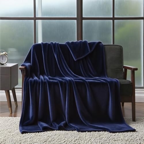 Wohndecke 170 x 240 cm Warm Und Leicht Wohn-Kuscheldecken für Wohnzimmer, Throw Blanket Wide Use, Dunkelblau von BCXDUOMI