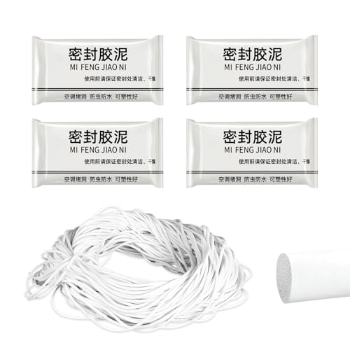 10 Meter Fugendichtschnur, ø4mm Dichtung Schaum Rundschnur, Weiß Moosgummi Dichtung, mit 4 Stück Wasserdichter Dichtstoff Mastix(30g), Fugenfüllprofil für Die Nahtdichtung Von Türen und Fenstern von BCYSNR