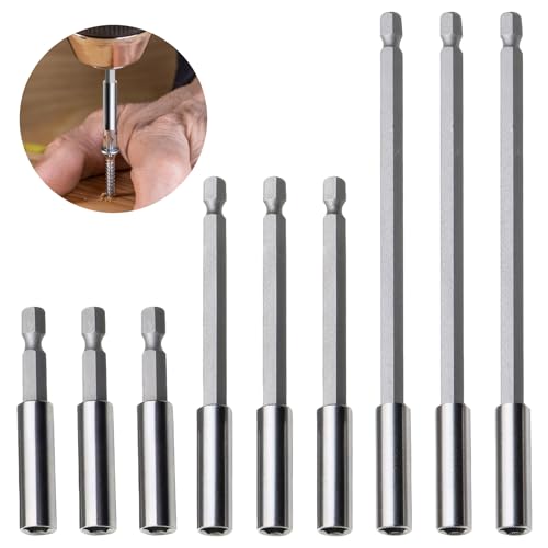 9 Stück Bithalter Magnetisch,Bit Verlängerung,Bithalter lang,Länge: 60 mm,100 mm,150 mm,Aus Edelstahl,Robuster Bithalter,Magnetisch,Bohreraufsatz von BCYSNR