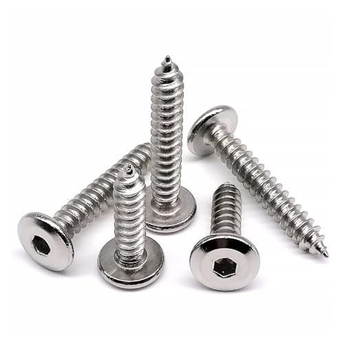 50 STÜCKE M2 M2.3 M2.6 M3 A2-70 304 Edelstahl Allen Hexagon Innensechskant Dünne Flache Großen Kopf Selbstschneidende Holzschraube(4mm,50pcs M2) von BCZWLWCND