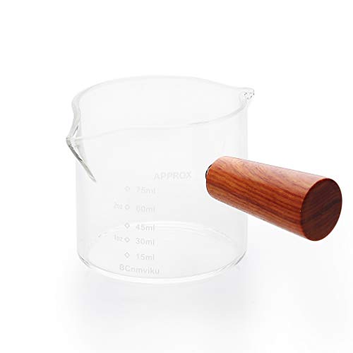 BCnmviku 75ml Espresso Messbecher Mit Griff,Espressogläser Mit doppelten Ausläufen,Espresso Kännchen Mit Skala Für Kaffee,Milch,Cappuccino von BCnmviku