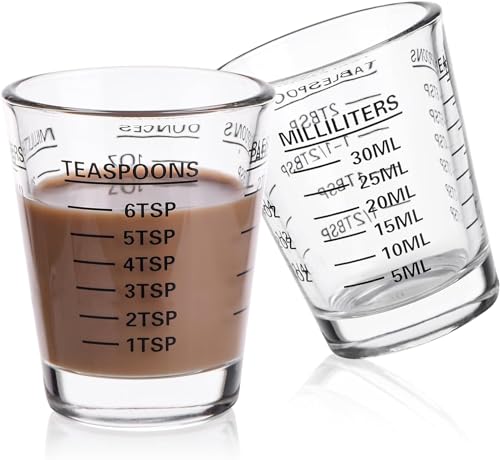 BCnmviku 30ml Shotgläser,Messbecher Klein mit Skala(oz,tsp,tbs,ml),Cl Messbecher füR Cocktail,Tequila,Wodka,Kaffee,Milch (Schwarz) von BCnmviku
