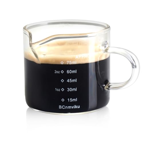 BCnmviku 75ml Espresso Schnapsglas,V-FöRmige AusgießEr Messbecher Glas,Espresso Messbecher FüR Kaffee,Kuhmilch,Cappuccino (1) von BCnmviku