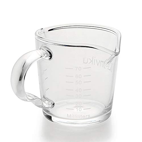 BCnmviku Espresso Messbecher,DoppelausläSse Messbecher Glas Mit Griff,70ml / 7cl SchnapsgläSer Milk Pitcher FüR Barista,Cocktail,Kaffee,Cappuccino (1) von BCnmviku