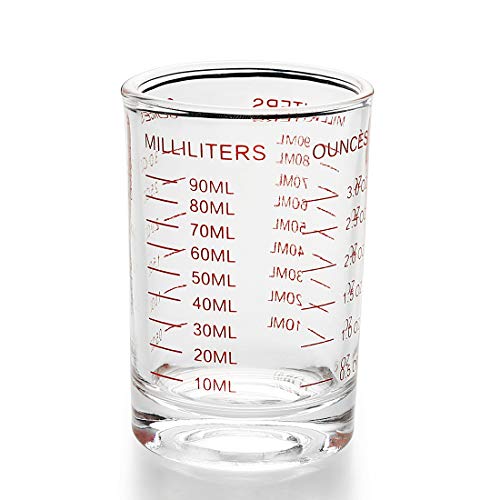 BCnmviku Messbecher Shotglas mit Skala, Messbecher klein 90ml Espresso Schnapsgläser Cocktail Shot Glas für Flüssigkeiten/TrockenstoffeSchnapsgläser Gina Shot (Rot) von BCnmviku