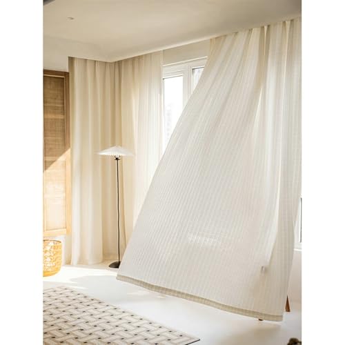 BCughia Durchsichtige Vorhänge, Vorhänge 2er Set B 137 x H 244 cm Waffelmuster Fenster Vorhänge Schlafzimmer von BCughia