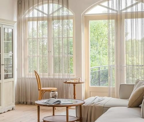 BCughia Durchsichtige Vorhänge Transparent, Vorhänge Einfarbig Vorhang Schlafzimmer Modern 2er Set H 229 x B 132 cm, Braun von BCughia