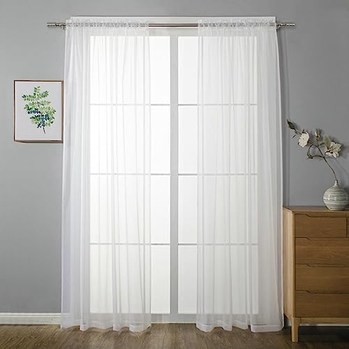 BCughia Durchsichtige Vorhänge Wohnzimmer, Vorhang Einfarbig Schlafzimmer Vorhänge Modern 2er Set H 241 x B 132 cm, Weiß BCughia Durchsichtige Vorhänge Wohnzimmer, Vorhang Einfarbig Schlafzimmer Vorhänge Modern 2er Set H 241 x B 132 cm, Weiß von BCughia