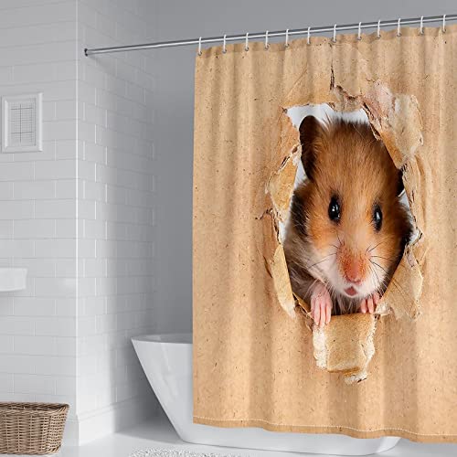 BCughia Duschvorhang Antischimmel, Duschvorhang Muster Hamster Polyester Shower Curtains 150x200cm(60" W x 80" H) von BCughia