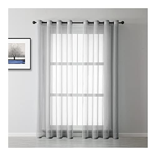 BCughia Gardinen Vorhänge 2er Set mit Ösen, Vorhang Lichtdurchlässig Einfarbig Gardinen Wohnzimmer Set H 214 x B 86 cm, Grau von BCughia