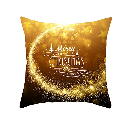 BCughia Kopfkissenbezug, 45x45 Kissenbezüge Goldbraun Polyester Sternenlichtmuster Weihnachten 1 Pc von BCughia
