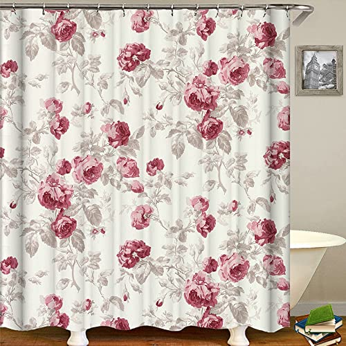 BCughia Rosa Duschvorhang Waschbar，Shower Curtains Textil Wasserdicht Muster Duschvorhang Polyester Antischimmel 120x180cm von BCughia