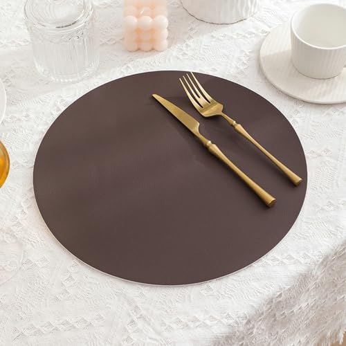 BCughia Tischset Abwaschbar 2er Set, Platzsets Rund 32CM Doppelseitig Einfarbig Abwischbar Tischsets für Drinnen Draußen von BCughia