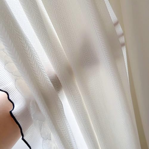 BCughia Vorhänge Weiß 2er Set Transparent, Gardine Vorhang 132x115 Weizen Textur Vorhang Schlafzimmer BCughia Vorhänge Weiß 2er Set Transparent, Gardine Vorhang 132x115 Weizen Textur Vorhang Schlafzimmer von BCughia