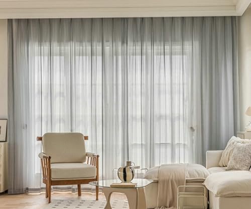 BCughia Vorhänge Wohnzimmer 2er Set, Gardinen Transparent 137x214 Fischgrät Textur Vorhang Fenster Schlafzimmer von BCughia