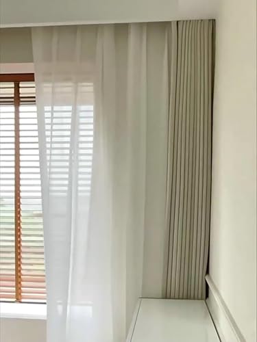 BCughia Vorhänge Wohnzimmer 2er Set, Gardinen Weiß Durchsichtig 137x183 Einfarbig vertikale Streifen Gardinen Schlafzimmer Set von BCughia