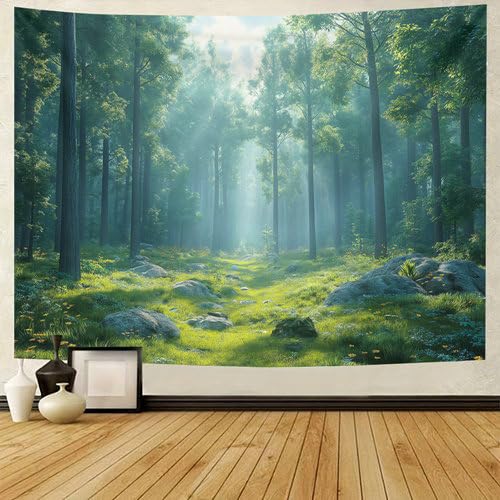 BCughia Wandteppich Natur Landschaft, Tapisserie Wald Nebel Wandbehang Polyester Stoff Schlafzimmer Wohnzimmer Wanddekoration Grün, 150x130cm BCughia Wandteppich Natur Landschaft, Tapisserie Wald Nebel Wandbehang Polyester Stoff Schlafzimmer Wohnzimmer Wanddekoration Grün, 150x130cm von BCughia
