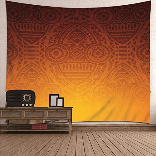 BCughia Wandtuch 200x200cm, Wand Teppich Gothic Farbverlauf Orange Polyester Indisches Ethnisches Muster Wandbehang 79" x 79" Moderne Wanddeko Geschenk von BCughia