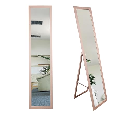 BD ART Stand-Ankleidespiegel Pink 155,8 x 35,8 cm großer Fußboden Standspiegel Garderobe Zeitloser eleganter MDF Rahmen Ganzkörperspiegel von BD ART