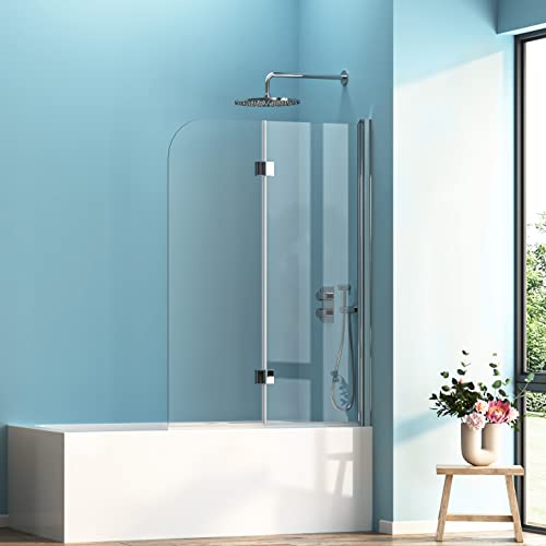 100x140cm Duschwand für badewanne Badewannenaufsatz Duschkabine mit 6mm Nano Glas Badewannen Duschwand Faltbar Badewanne Duschwand Duschtrennwand 2 TLG. Faltwand von BD-Baode