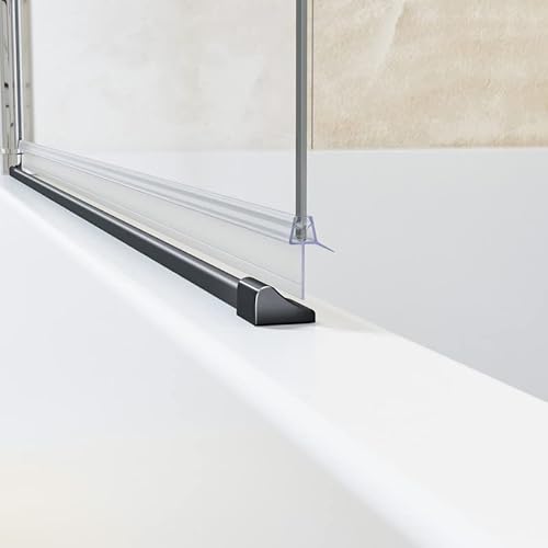 BD-Baode | 2x95cm Schwallschutzprofil für Dusche | Schwallleiste Alu | Schwallschutzleiste Dusche | Schwarz Spritzschutz-Dichtung für Glasduschen von BD-Baode