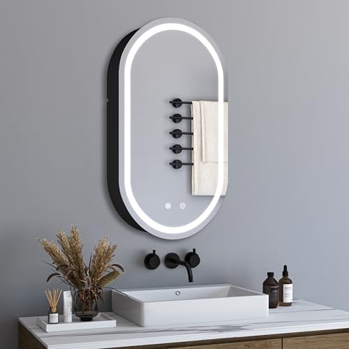 BD-Baode Badezimmer spiegelschrank mit Beleuchtung 40 x 70 x 13 cm Oval LED Badezimmerschrank mit 3 Farbtemperatur Dimmbare,Beschlagfrei,Touchschalter,Stecker, Abnehmbare Glasböden BD-Baode Badezimmer spiegelschrank mit Beleuchtung 40 x 70 x 13 cm Oval LED Badezimmerschrank mit 3 Farbtemperatur Dimmbare,Beschlagfrei,Touchschalter,Stecker, Abnehmbare Glasböden von BD-Baode