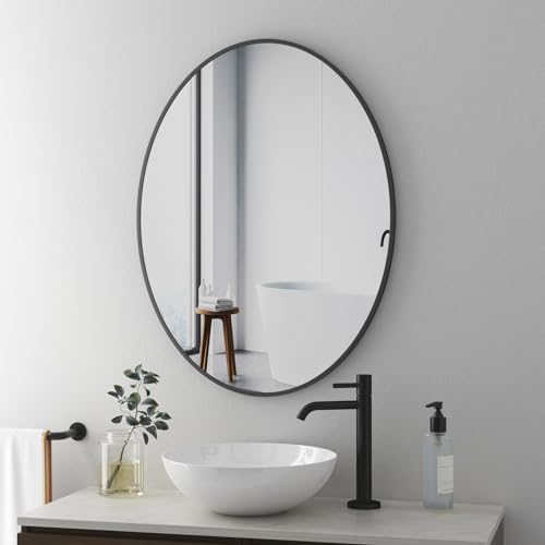 BD-Baode Badezimmerspiegel 60x80 cm,Schwarz Ovaler Spiegel Oval Wandmontage Kosmetikspiegel Badspiegel ohne Beleuchtung für Bad, Wohnzimmer, Esszimmer und Flur von BD-Baode
