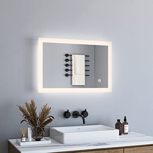 BD-Baode Badezimmerspiegel mit Beleuchtung 60x80cm Badspiegel LED Spiegel Wandspiegel mit Touch Schalter für Bad, Wohnzimmer, Schlafzimmer,3 Arten von Licht 3000-6500K von BD-Baode