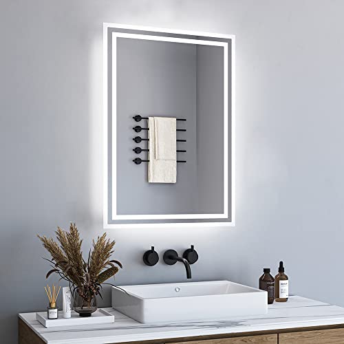 BD-Baode Badspiegel mit Beleuchtung, 40x60cm LED Badspiegel Lichtspiegel WandSchalter,Badezimmerspiegel Kaltweiß 6500K Energiesparend A++ Badezimmer Wohnzimmer Rechteckigerr von BD-Baode