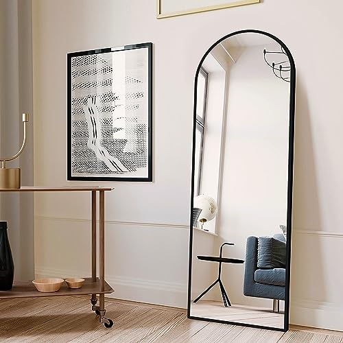 BD-Baode Bogen Ganzkörperspiegel 140x40cm Standspiegel und Wandspiegel 2 in 1,HD Ganzkörperspiegel Schwarz mit Metallrahmen für Schlafzimmer, Bäder, Wohnzimmer, Flure von BD-Baode