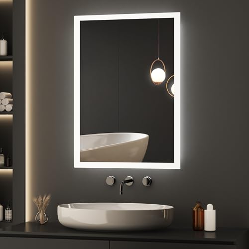 BD-Baode LED Spiegel Wandspiegel 40x60cm Wandschalter Badspiegel mit Beleuchtung für Bad, Schlafzimmer,Wohnzimmer, 6500K Kaltweiß,IP67 Energiesparend A++ von BD-Baode