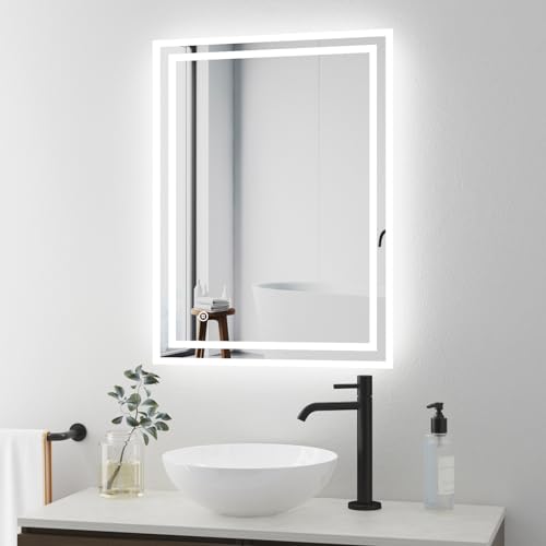 BD-Baode LED Spiegel Wandspiegel 50x70cm Badspiegel mit Beleuchtung Rechteck Badezimmer Spiegel mit Touchschalter und 3 Dimmbar Lichtfarbe,3000-6500K von BD-Baode