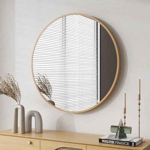BD-Baode Rund Spiegel mit Holzmaserung Rahmen 60 cm Wandspiegel Runder Badspiegel Ohne Beleuchtung für Badzimmer, Ankleidezimmer und Wohnzimmer BD-Baode Rund Spiegel mit Holzmaserung Rahmen 60 cm Wandspiegel Runder Badspiegel Ohne Beleuchtung für Badzimmer, Ankleidezimmer und Wohnzimmer von BD-Baode