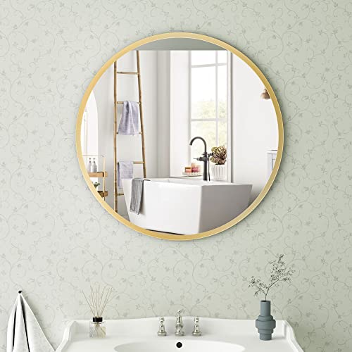 BD-Baode Runder Spiegel 50 cm Rund Dekospiegel Runder Badspiegel Ohne Beleuchtung Gold für Badezimmer, Waschräume, Schlafzimmer von BD-Baode