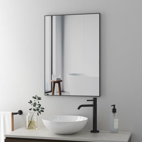 BD-Baode Spiegel Schwarz 40x60cm Dekospiegel Badspiegel Badezimmerspiegel ohne Beleuchtung Spiegel für Badezimmer, Waschräume, Schlafzimmer von BD-Baode