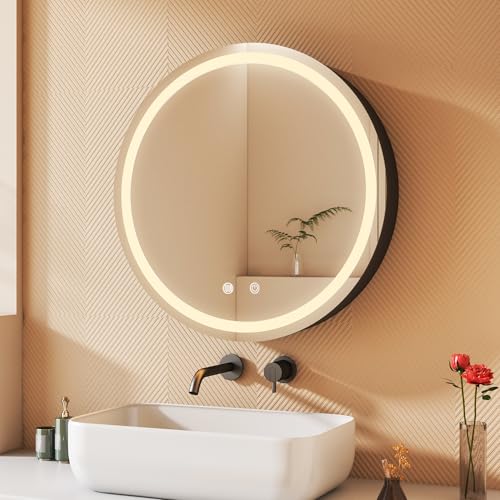 BD-Baode Spiegelschrank Badezimmer Spiegel 60 x 60 x 13 cm Spiegelschrank Bad mit LED mit 3 Dimmbaren Leuchten,Zwei-Tasten-Touchschalter,2 Regalböden,Stecker und Defog von BD-Baode