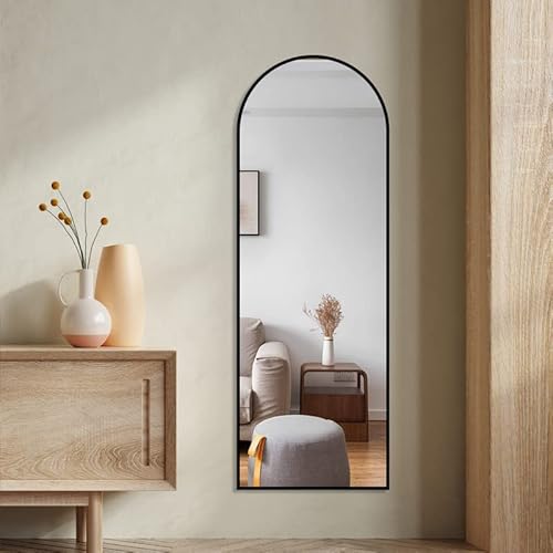 BD-Baode Wandspiegel 40x 140cm Gewölbter Ganzkörper-Spiegel, Wandmontierter Spiegel, Ganzkörperspiegel mit Schwarz Aluminiumrahmen, Bodenspiegel für Schlafzimmer Badezimmer von BD-Baode