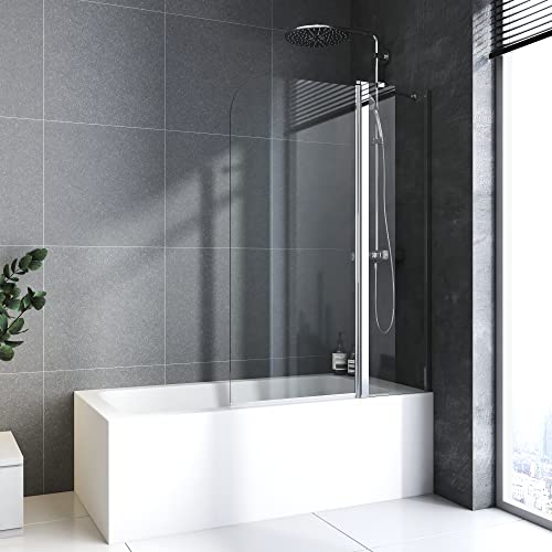 Badewannenaufsatz 100 x 140cm Duschwand für badewanne Duschwand Doppelseitige Nanobeschichtung mit Stabilisierungsstange Duschwand Glas Badewanne Duschwand 90x140cm Duschkabine Badewannenaufsatz von BD-Baode