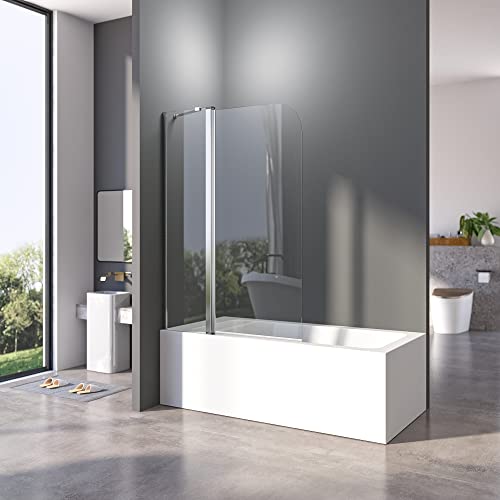 Duschtrennwand für Badewanne 100 x 140 cm Faltwand für Badewanne 6mm ESG Glas Nano Beschichtung Duschtrennwand Badewannenaufsatz von BD-Baode
