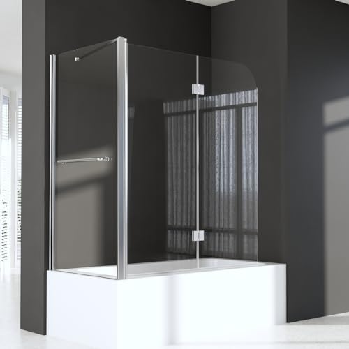 Duschwand für Badewanne 70 x 120 x 140 cm mit Seitenwand 2-teilig Faltbar Silber Duschwand Duschabtrennung aus 6mm Nano Glas Duschwand für Badewanne 70 x 120 x 140 cm mit Seitenwand 2-teilig Faltbar Silber Duschwand Duschabtrennung aus 6mm Nano Glas von BD-Baode